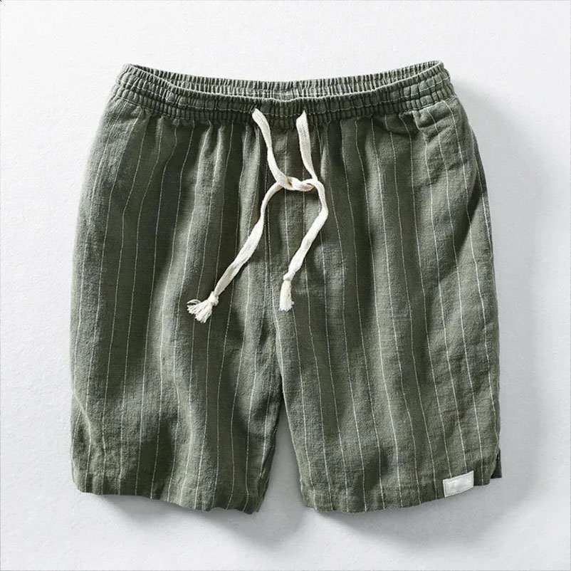 Men Cotton Linen Shorts Men Casual Breathable Comfortable Drawstring Man Holiday Beach Thin Shorts