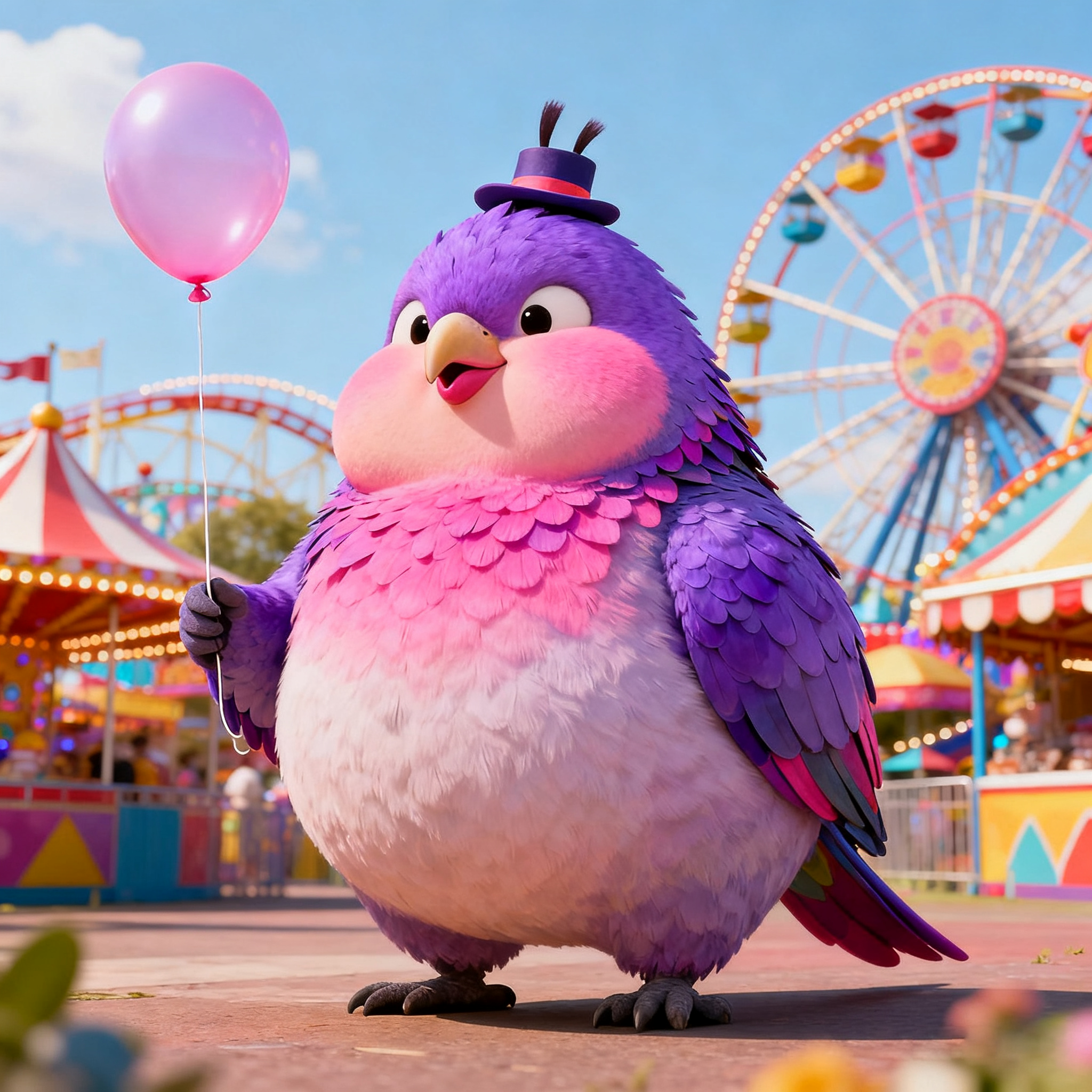 Purple Birds Playing In Amusement Parks