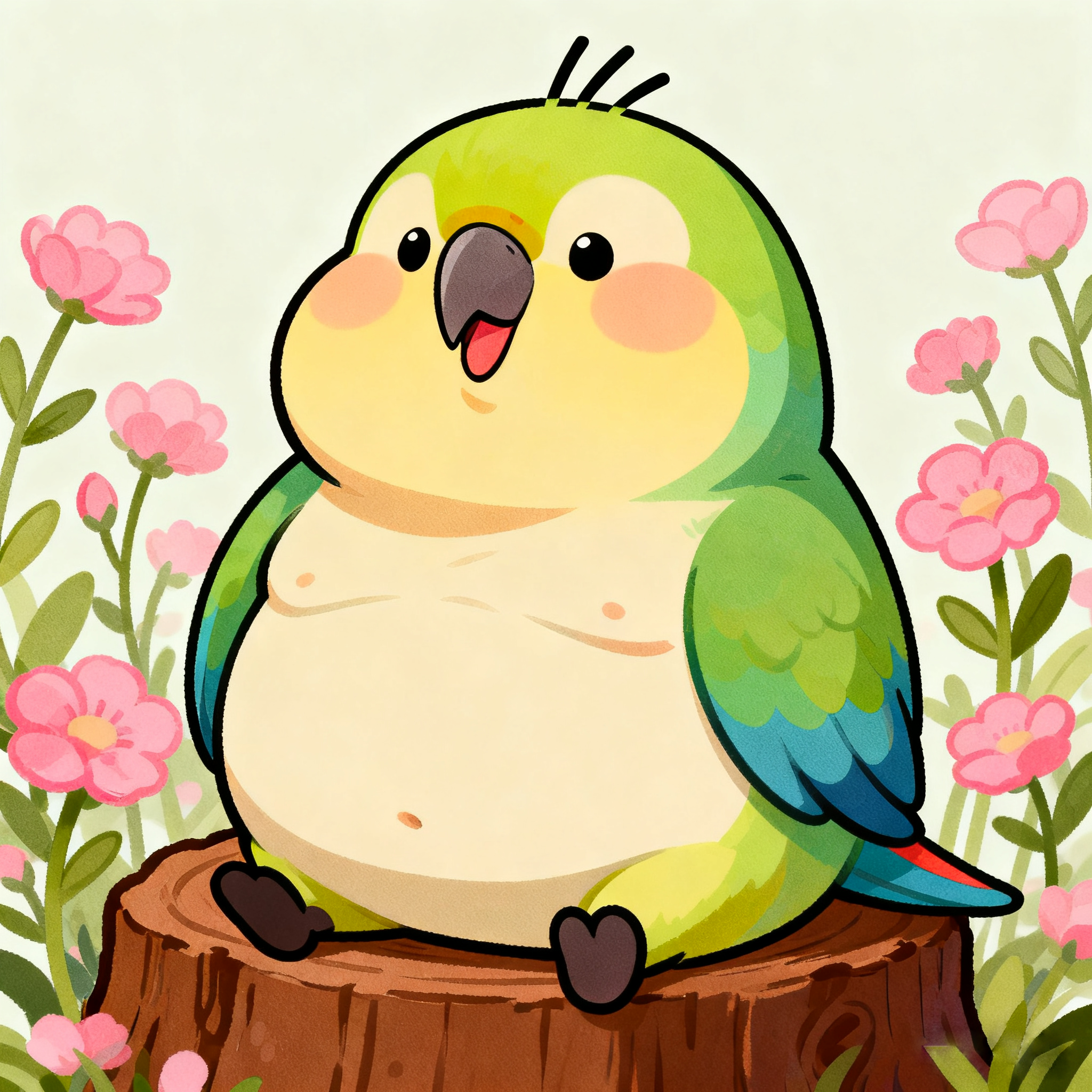 The Chubby Little Bird Among The Flowers
