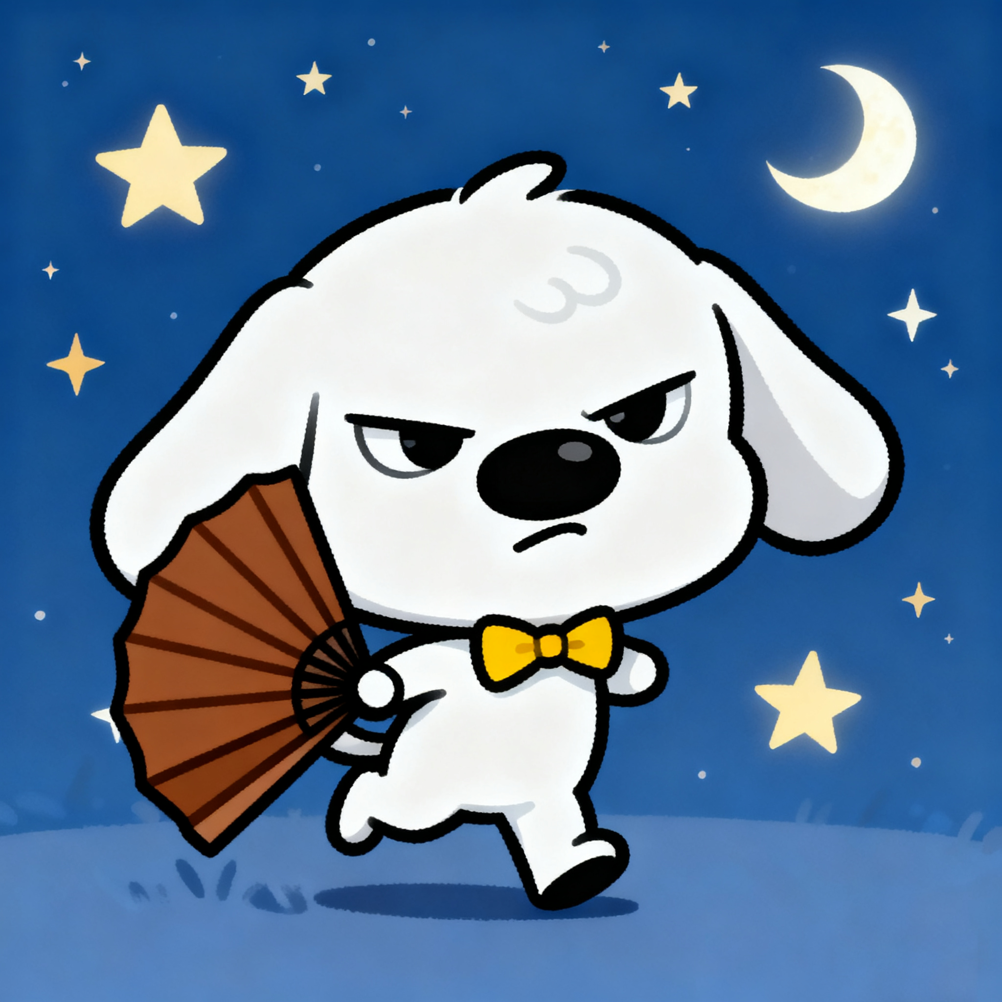 White Puppy Sean Uses A Fan To Dispel Heat