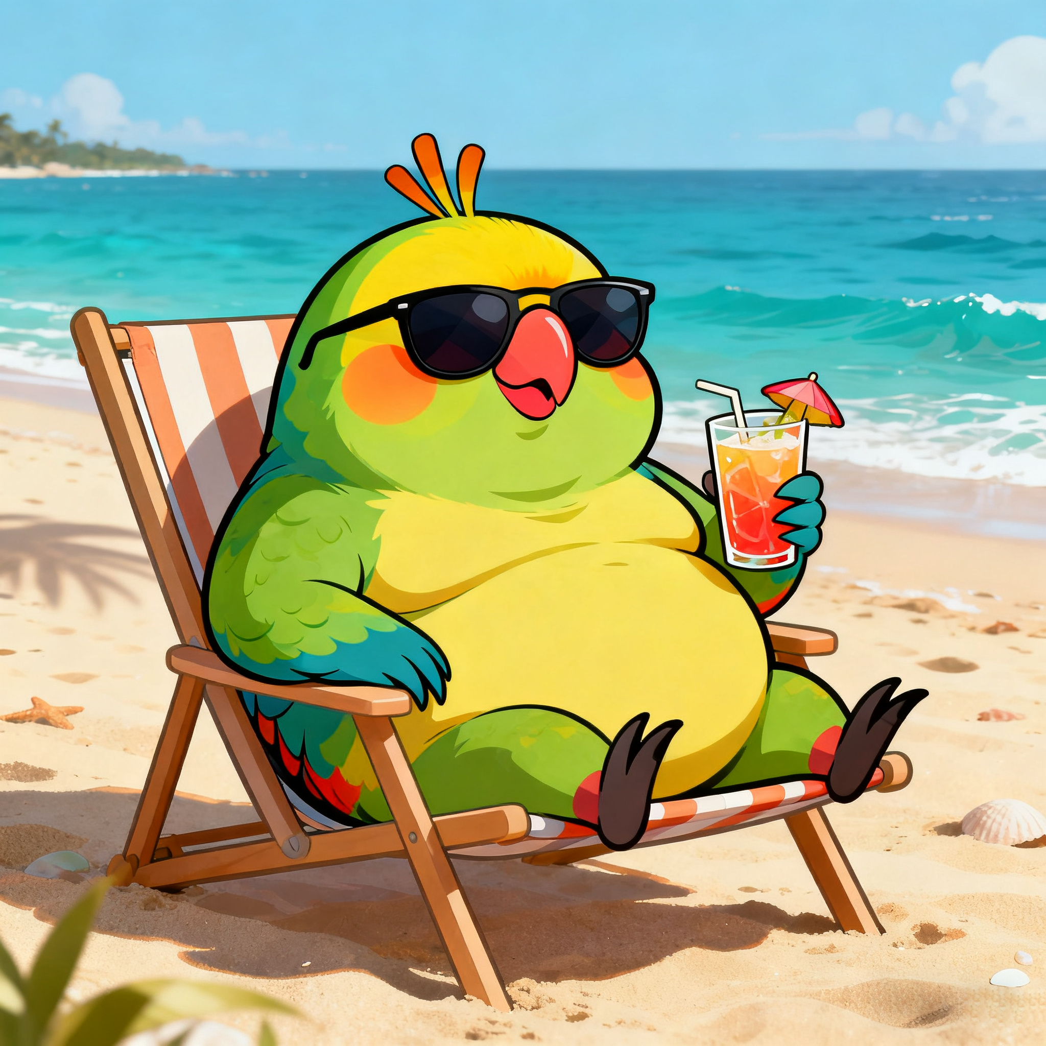 Fat Bird On Beach Vacation