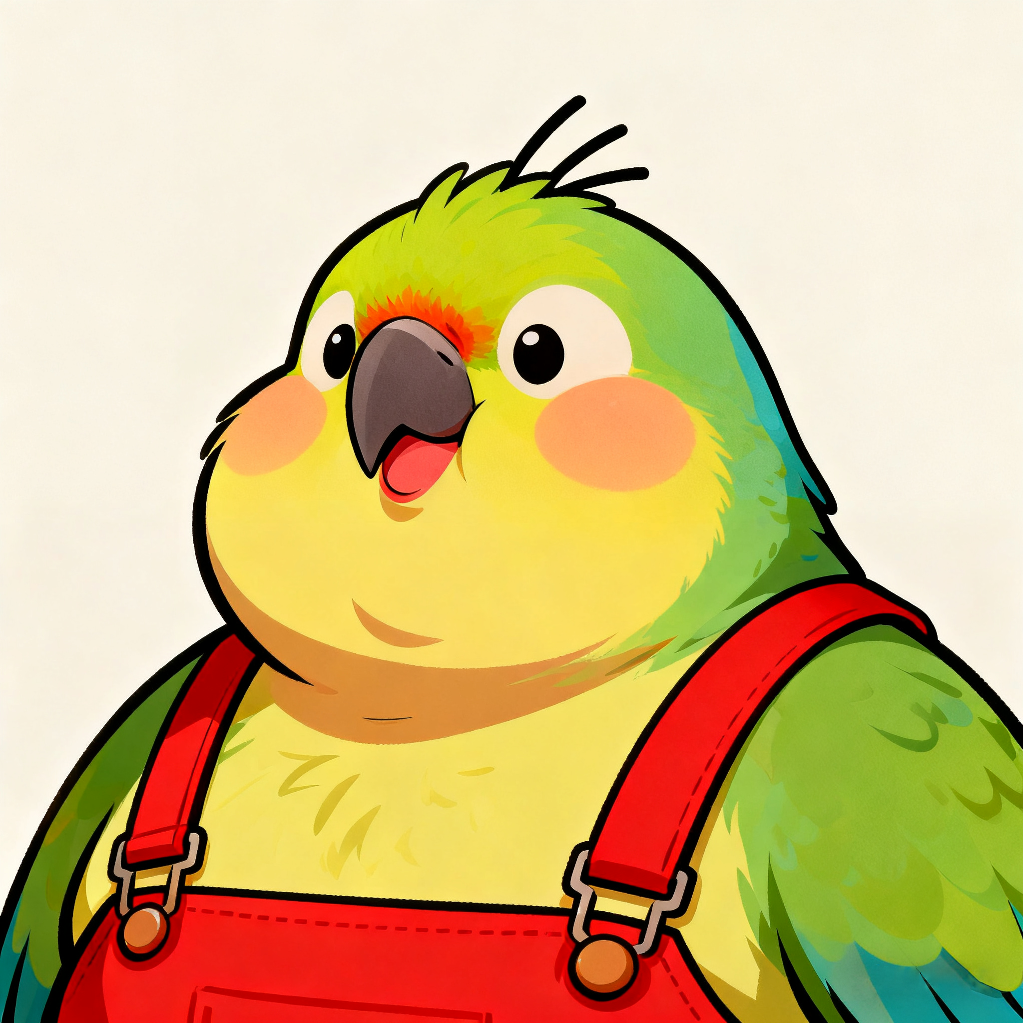 The Green Bird Wearing A Red Apron