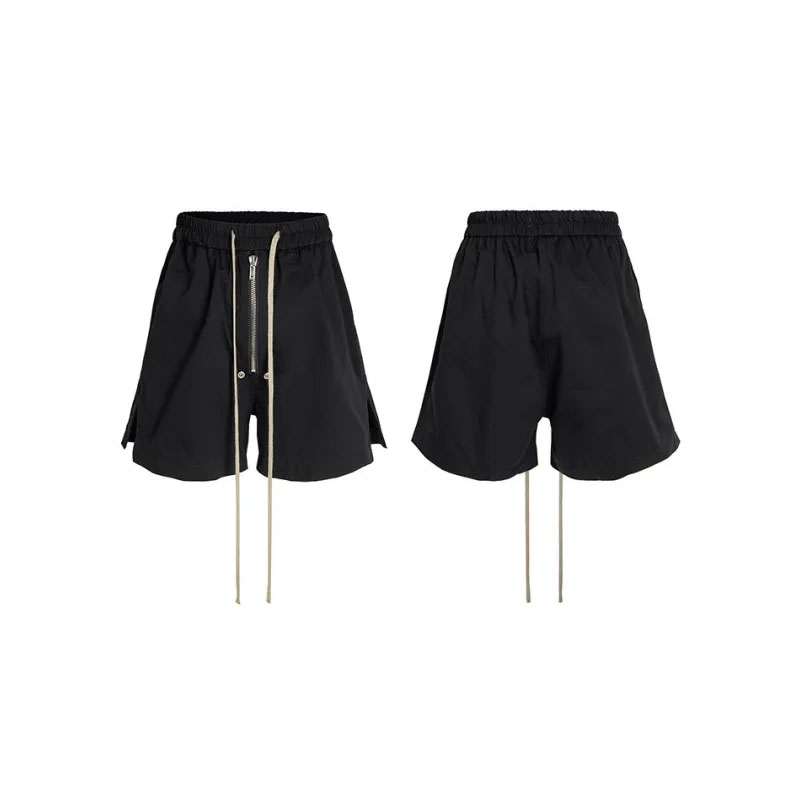 Men's Shorts Drawstring Casual Elastic Waist Pants High Street Side Split Nylon Boxer