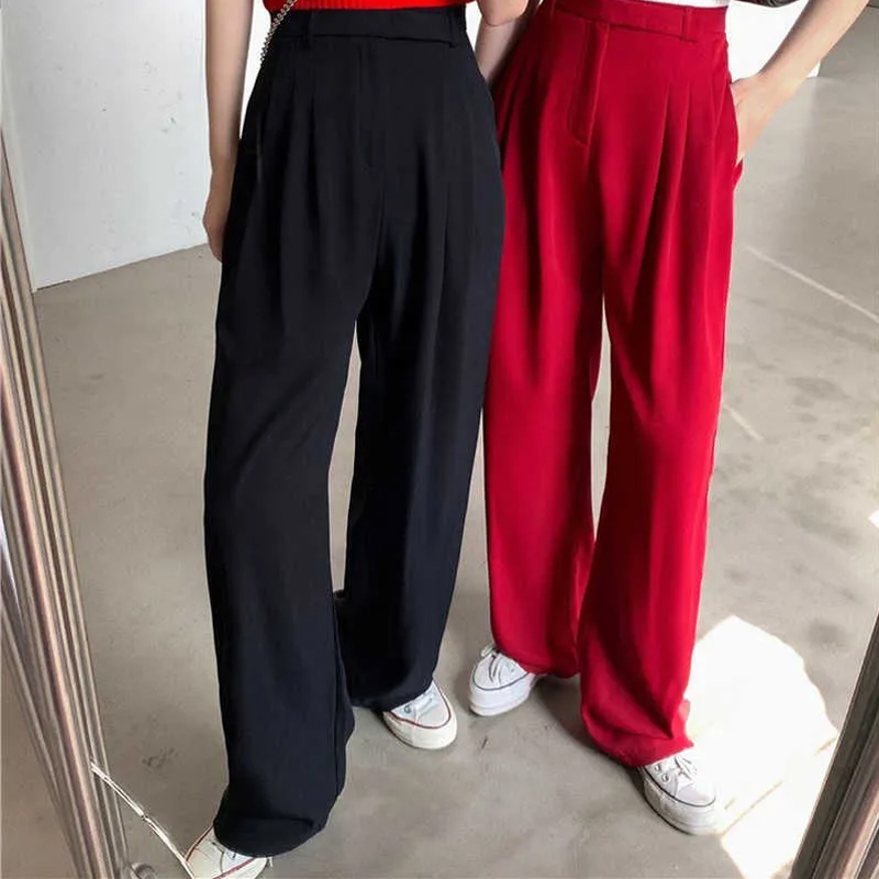 Woman Pants High Waist Long Trousers Casual Solid Spring Summer Wide Leg Pantalones