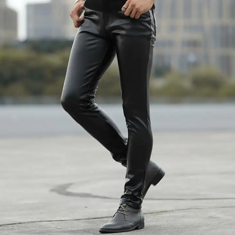 High Fashionable Young Tight Leather Pants And Feet Locomotive PU Leather Pants