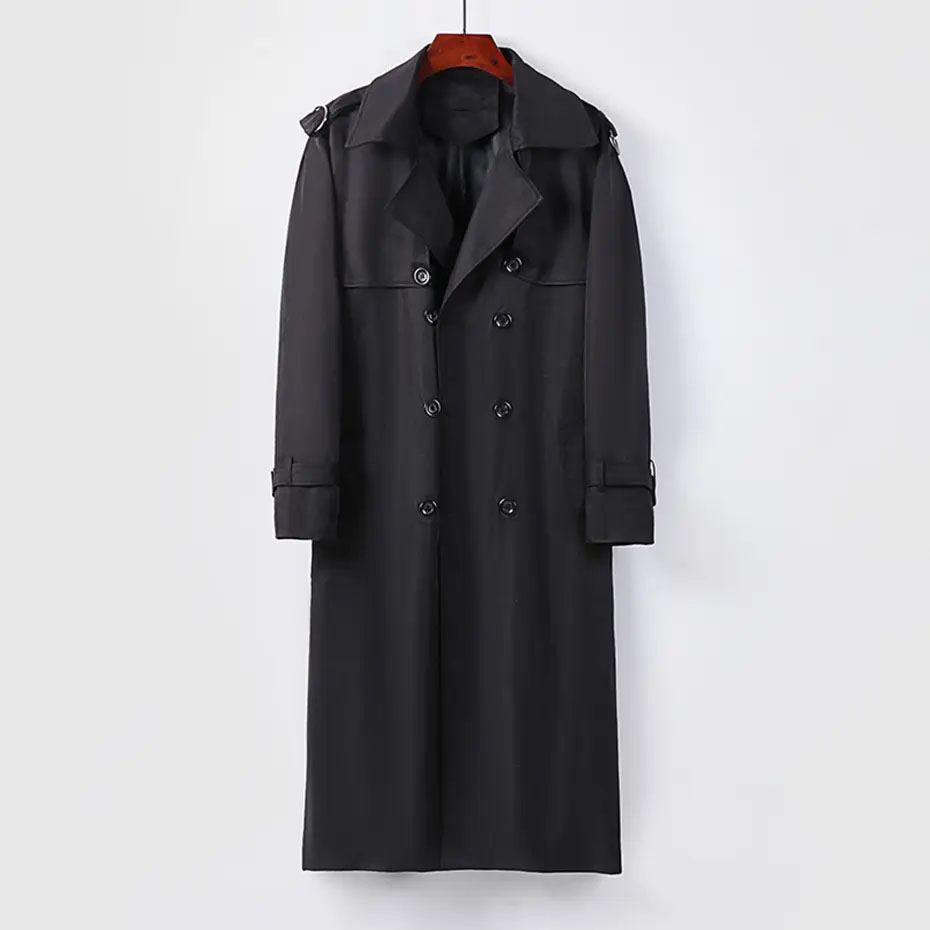 Men Trench Coat Casual Long Trench Jackets Casual ...