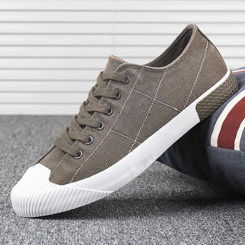 Breathable Casual Shoes Men Classic Lace-Up Men Canvas Shoes Flat Sneakers Lightweight Vulcanized Shoes Man Espadrille
