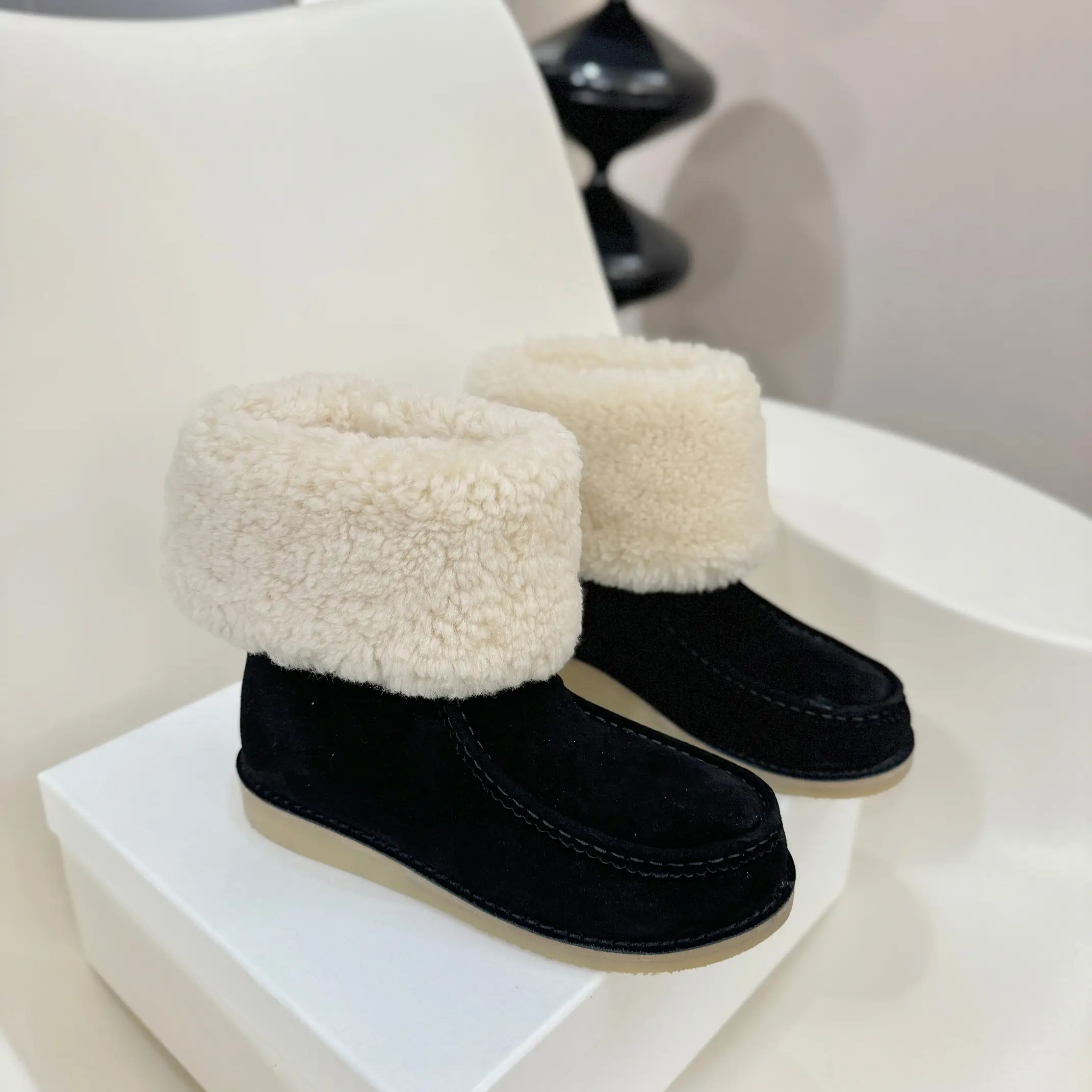 Fur Integrated Snow Boots For Women In Winter Plush Insulation And Short Boots For Women's Bare Boots