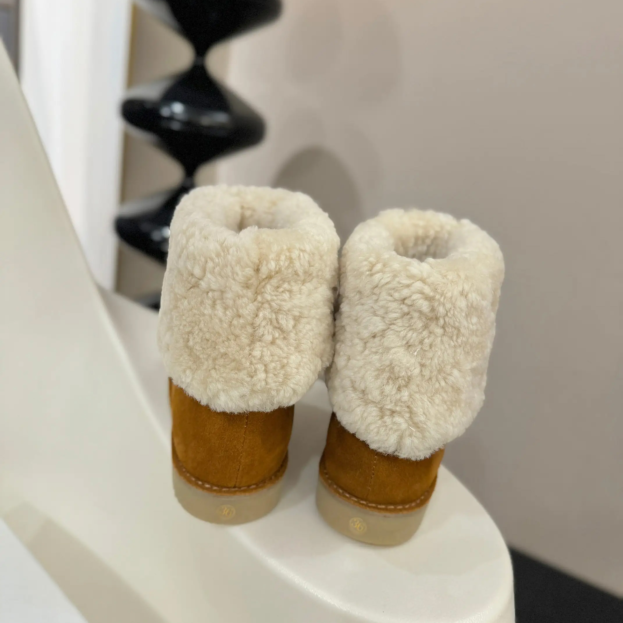 Fur Integrated Snow Boots For Women In Winter Plush Insulation And Short Boots For Women's Bare Boots