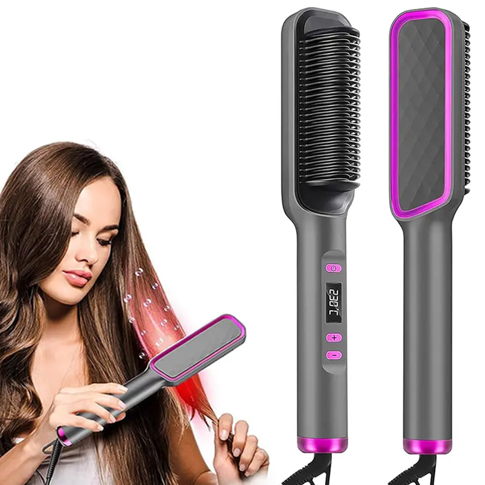 Hot Hair Straightener, Hair Straightening Brush, Negative Ion Multi-Functional Anti-Scalding Styling Tool