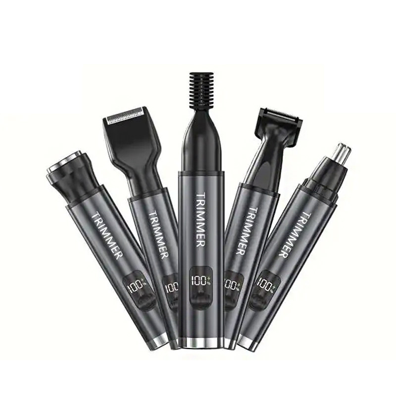 5-in-1 Electric Nose Hair Trimmer Digital Display Remove Armpit Hair Eyebrows Ear Hair Beard Multifunctional Trimmer Type-c
