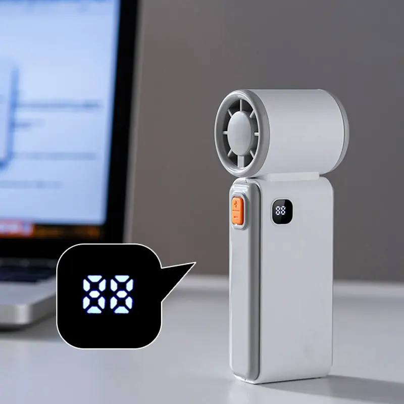 Powerful Mini Handheld Fan with LED High-Definition Digital Display