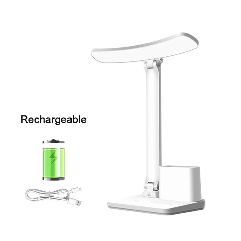 LED Desk Lamp USB Rechargeable 3 Levels Dimmable Touch Eye Protection Foldable Table Lamp For Bedroom Bedside Desk