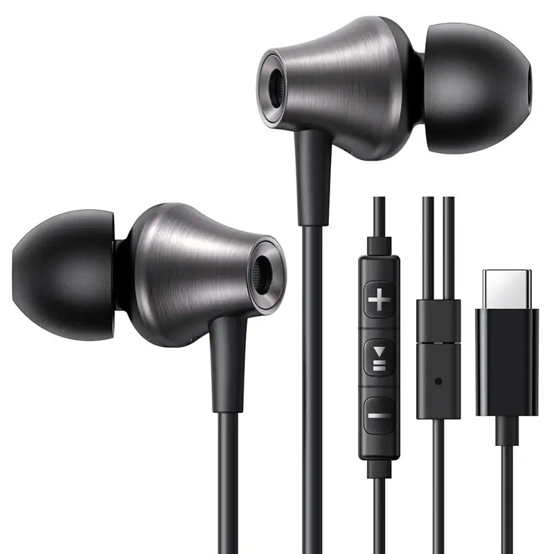 Type C Wired Earbuds With Microphone, Wired Earphones In Ear Headphones HIFI Stereo