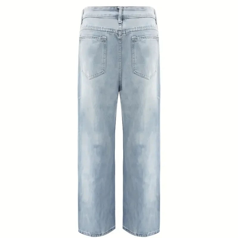 Men's Vintage Loose Fit Jeans - Casual Straight Leg Denim Pants With