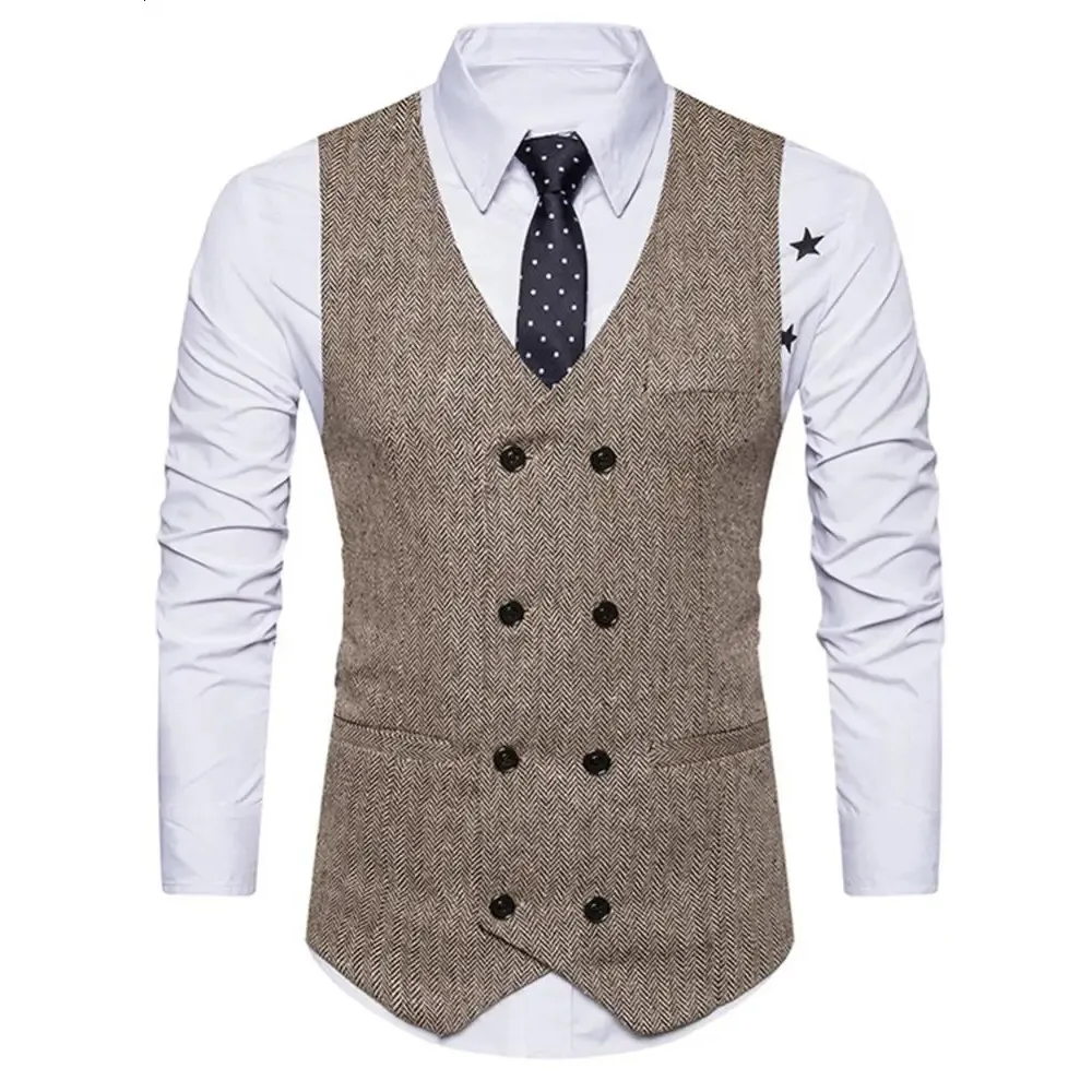Men's Suit Vest Solid Color Dress Vest Mens Double-Layer Fit Formal Sleeveless Men's Vest