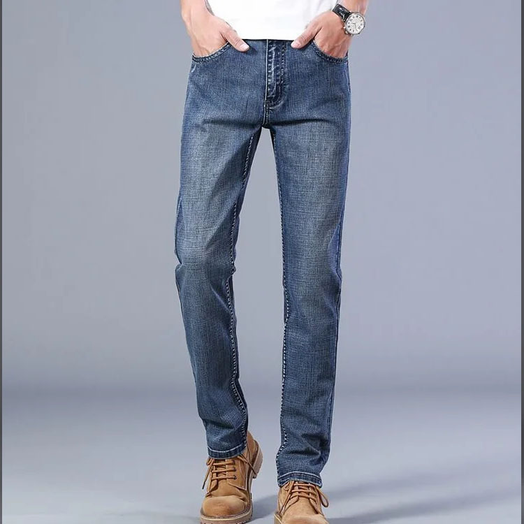 Men Denim Pants Spring Casual Business Elasticated Pants