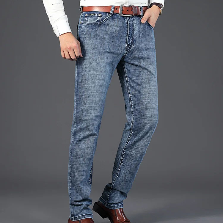 Men Denim Pants Spring Casual Business Elasticated...