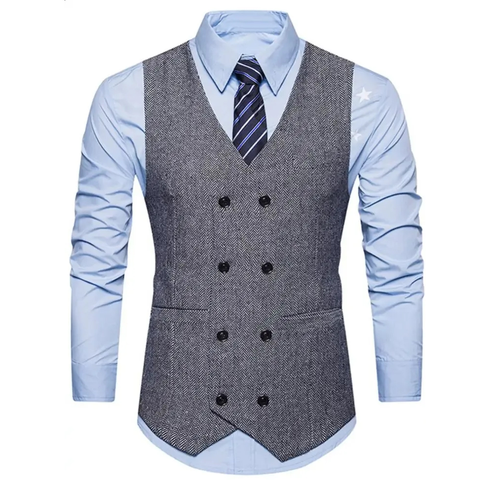 Men's Suit Vest Solid Color Dress Vest Mens Double-Layer Fit Formal Sleeveless Men's Vest