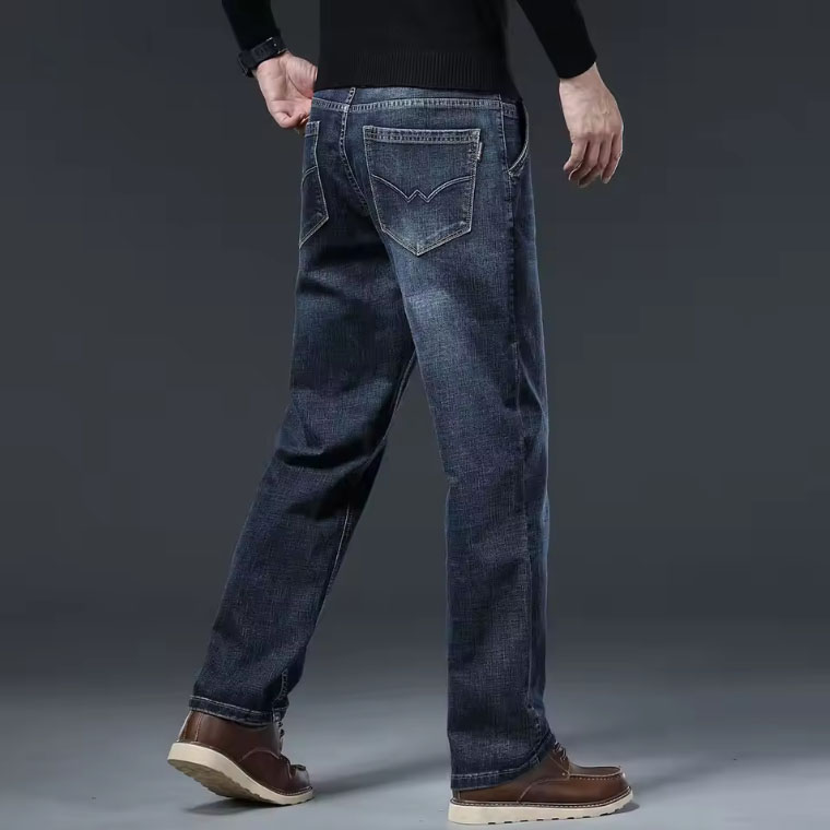 Men's Fit Straight Lightweight Denim Pants Casual Male Waist Jeans