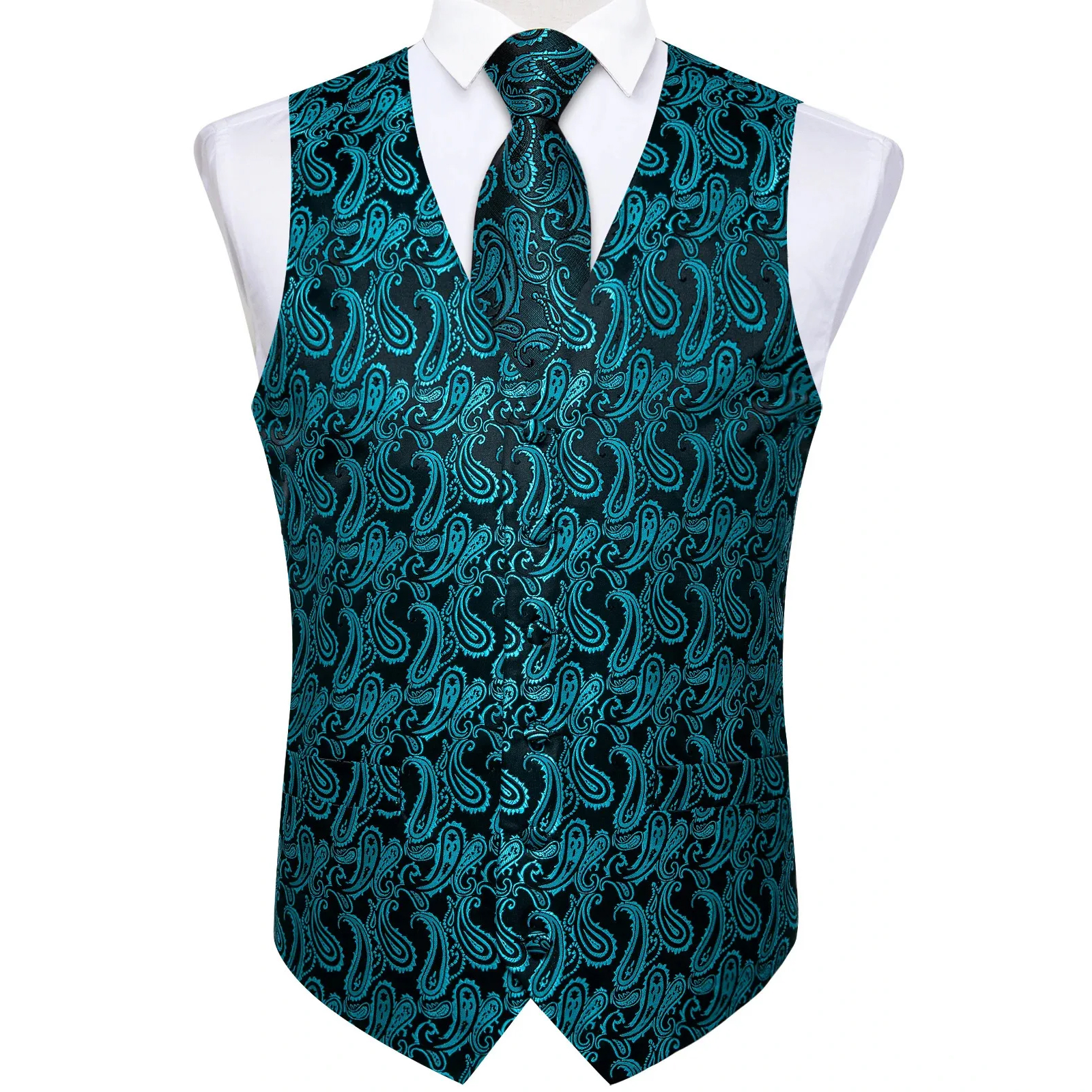 Paisley Suit Vest For Men Wedding Prom Waistcoat N...