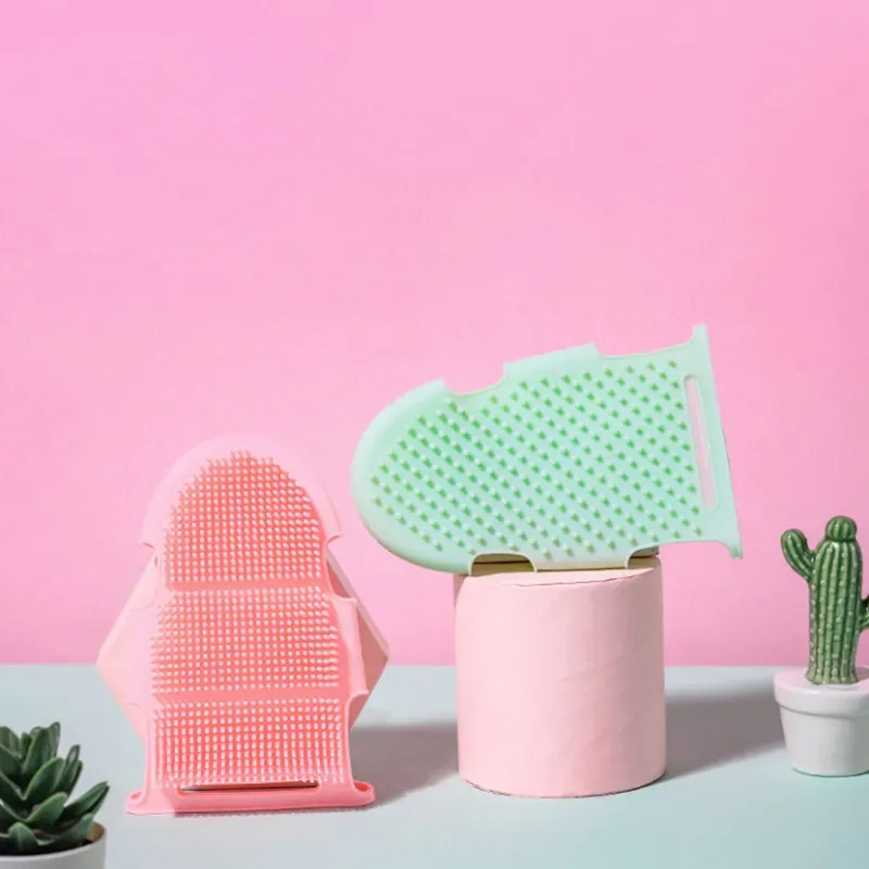 Bathing Brush with Silicone Massage and Cutin Removing Gloves Bath Brush and Body Scrubber