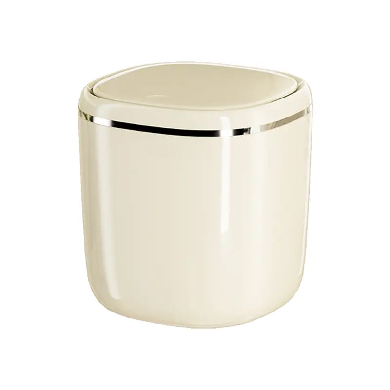Small Lidded Trash Can, Push-Button Tabletop Trash...