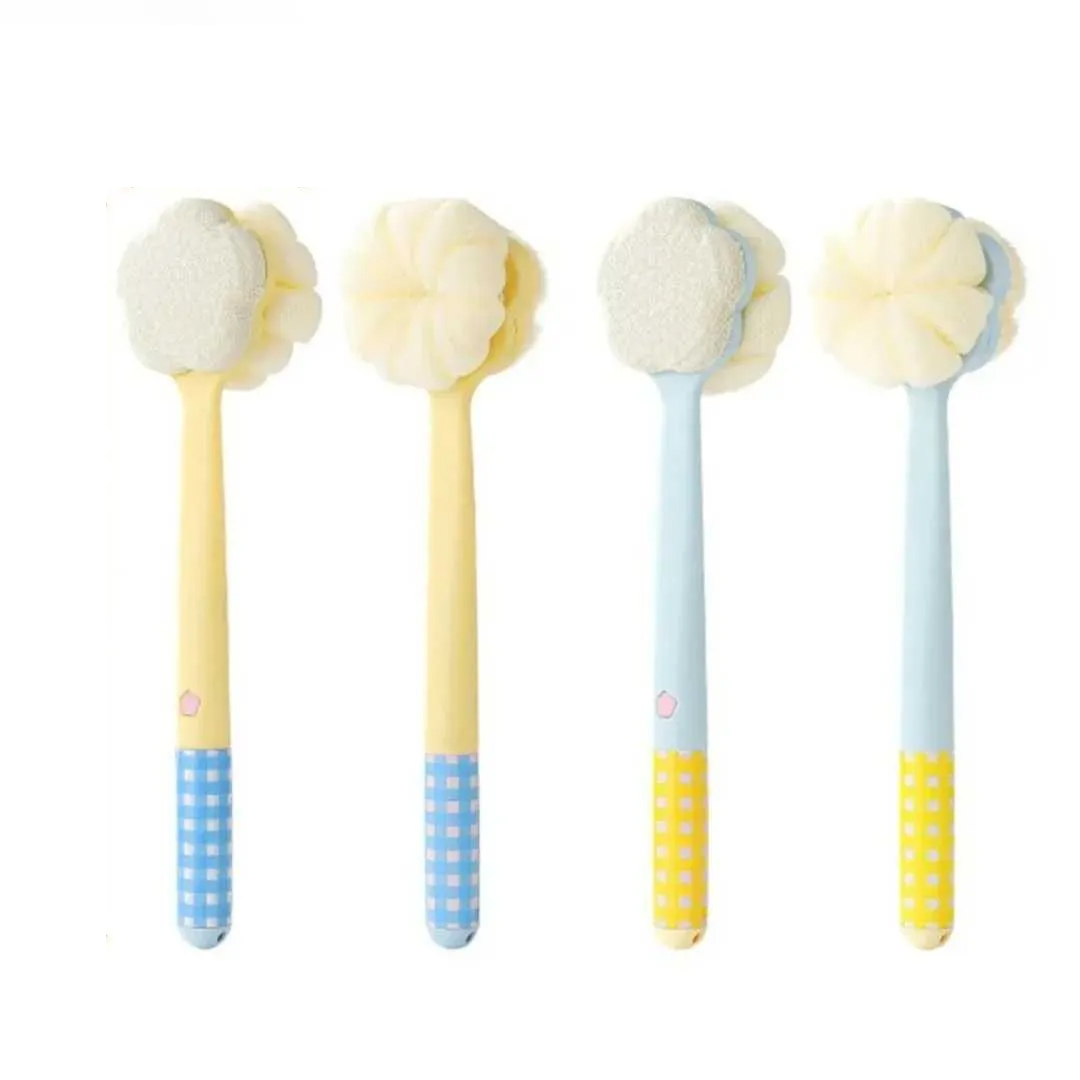 3 in 1 Bath Soft Back Scrubber Brush Bath Shower Sponge Scrubbing Brush with Handle Exfoliating Scrub Skin Massager Bath
