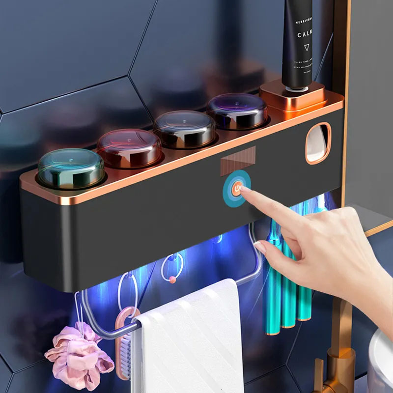 Toothbrush Holders Holder Toothpaste Squeezer Dispenser Bathroom Storage Rack Accessories