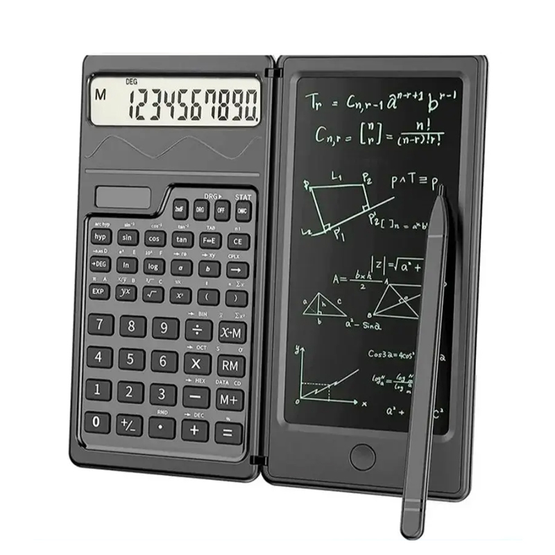 Scientific Calculator and Notepad Desk Three-In-One Folding Function Calculator Supports Solar Energy and Button Batteries
