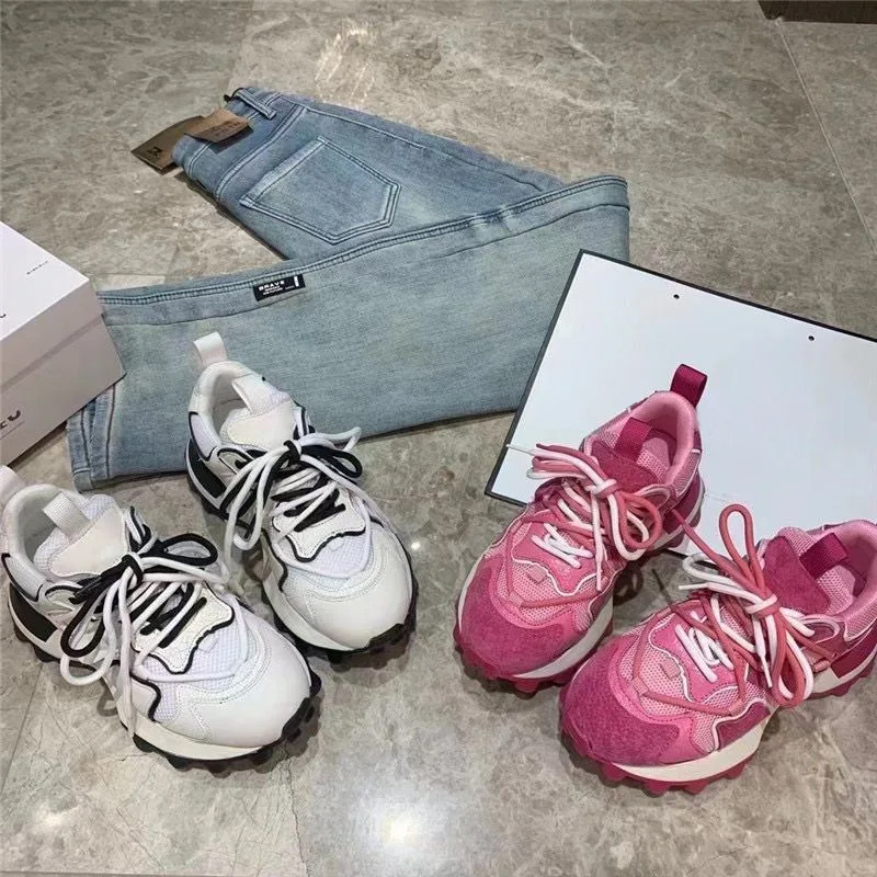 Women's Breathable Thick-Soled Sports Shoes Casual Running Shoes Lace-Up Dad Shoes Spring And Autumn Fashion
