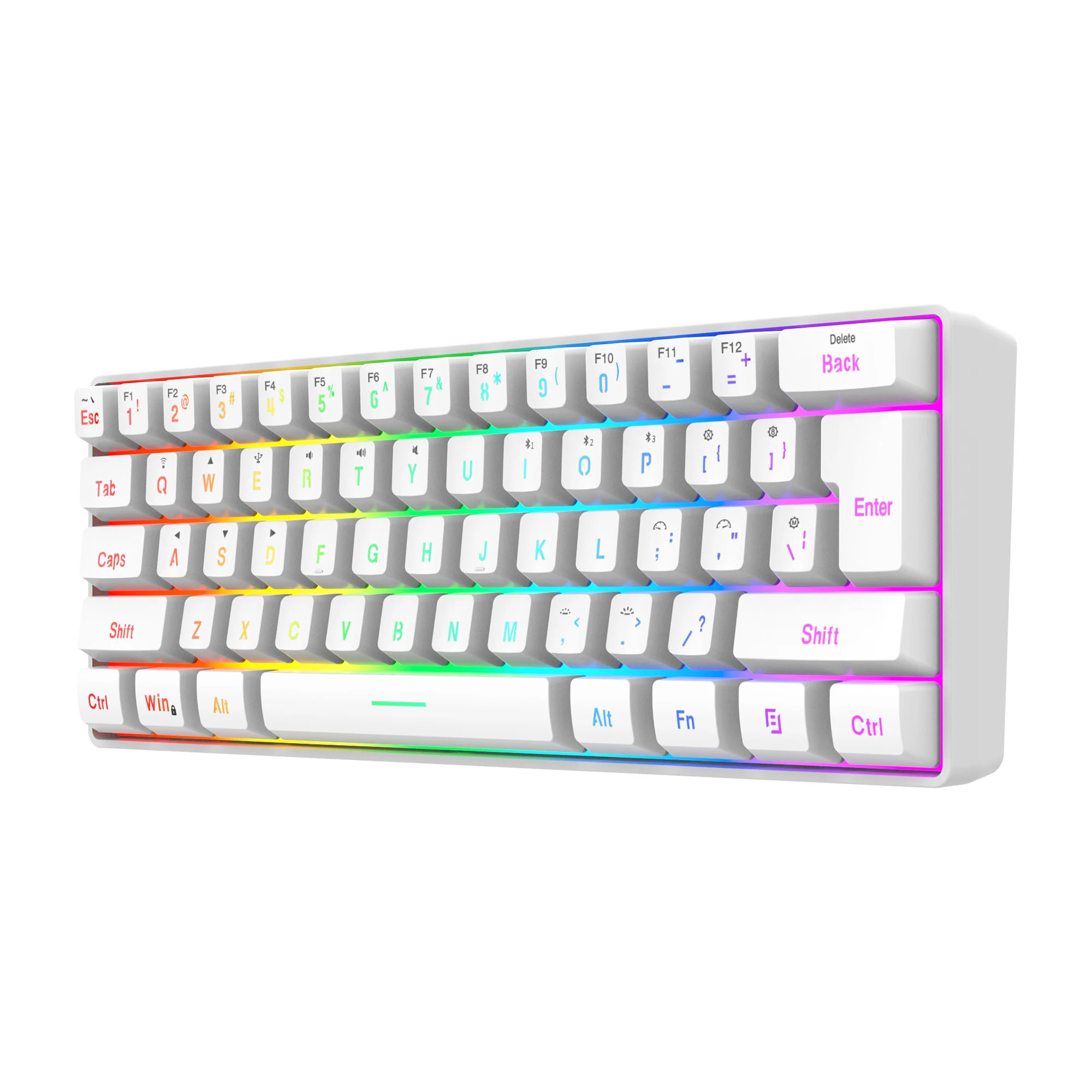 Wireless Gaming Keyboard 61 Keys Triple Mode USB-C Wireless Keyboard- RGB Backlit