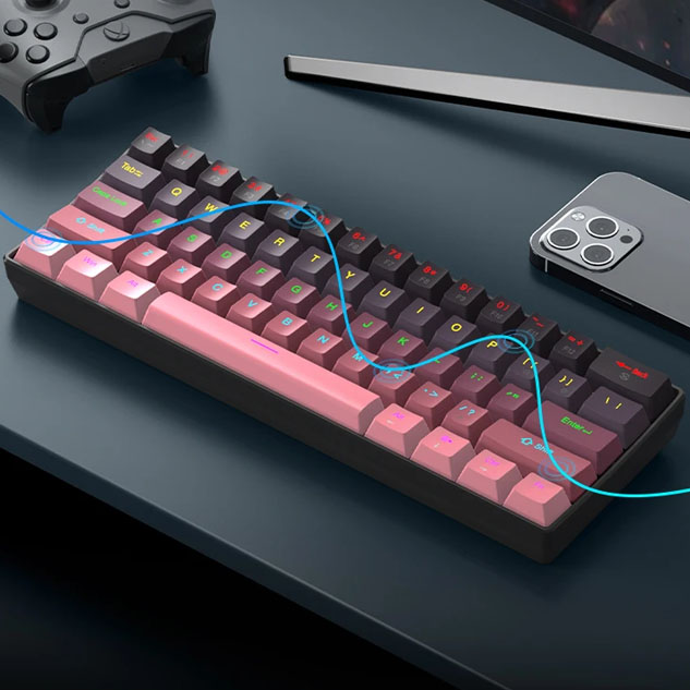 Mechanical Keyboard Wired Gradient Keyboard RGB Backlit 61 Keys
