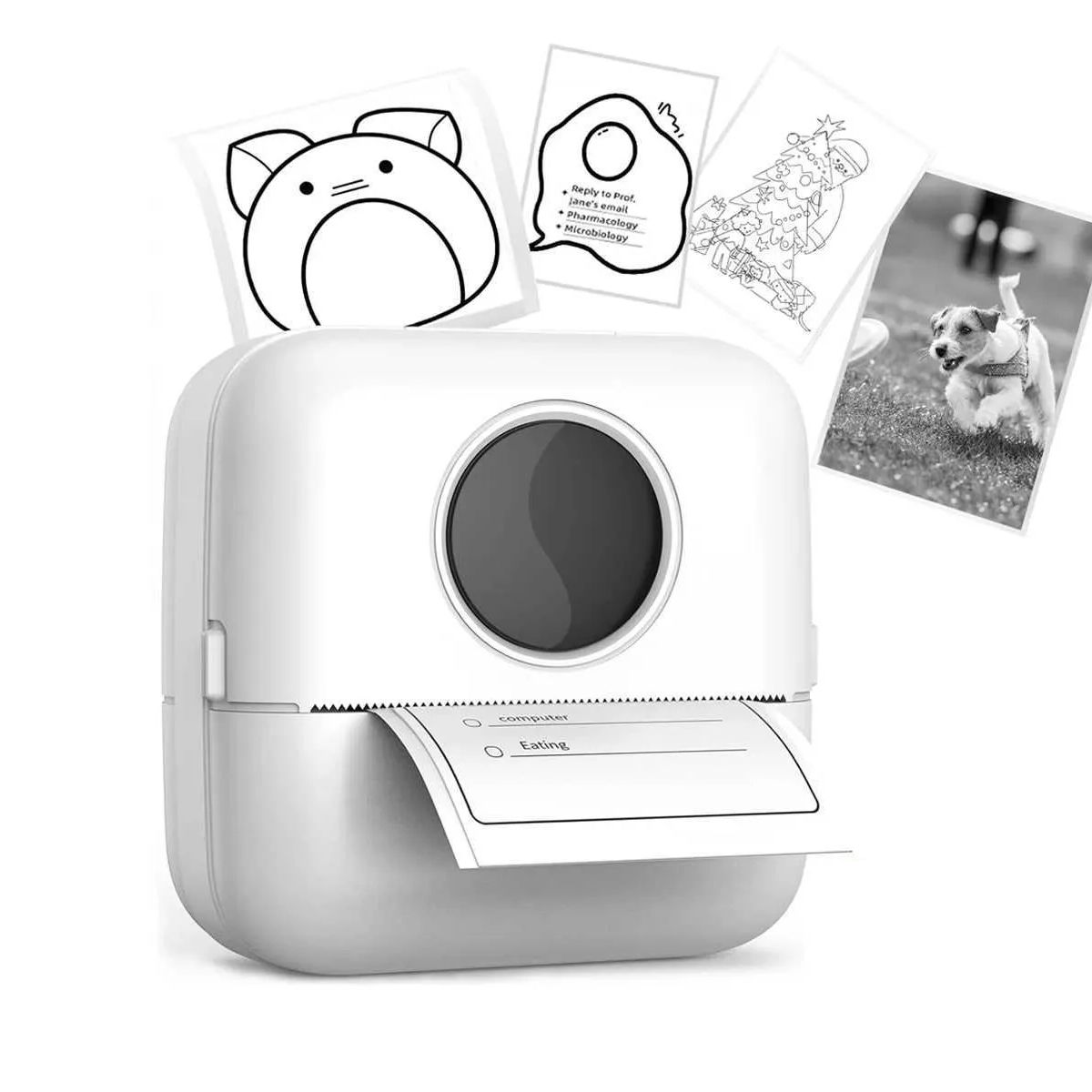 Mini Printer Portable Thermal Printer Inkless Sticker Maker Free Cut Small Pocket Printer for Pictures Photos Journals