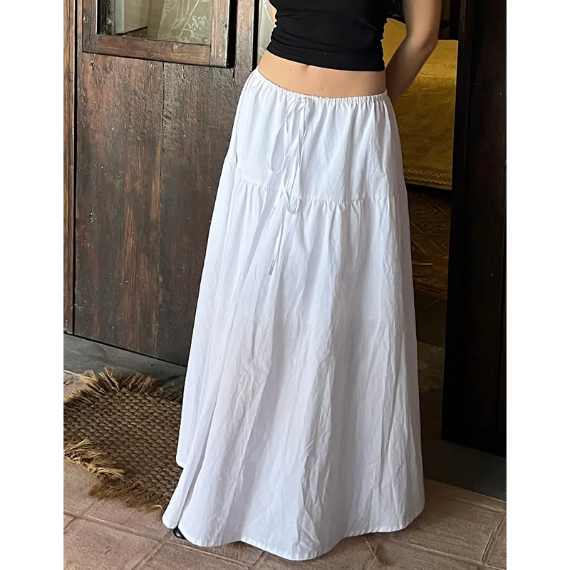 Fashionable Women's Retro Long Dress High-Waisted Layered Skirt Ruffled A-Line Skirt