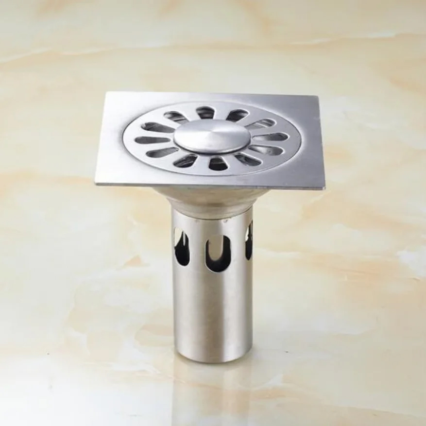 Stainless Steel Floor Drain Bathroom Kitchen Shower Double Anti-Odor Floor Drain Square Bath Drain