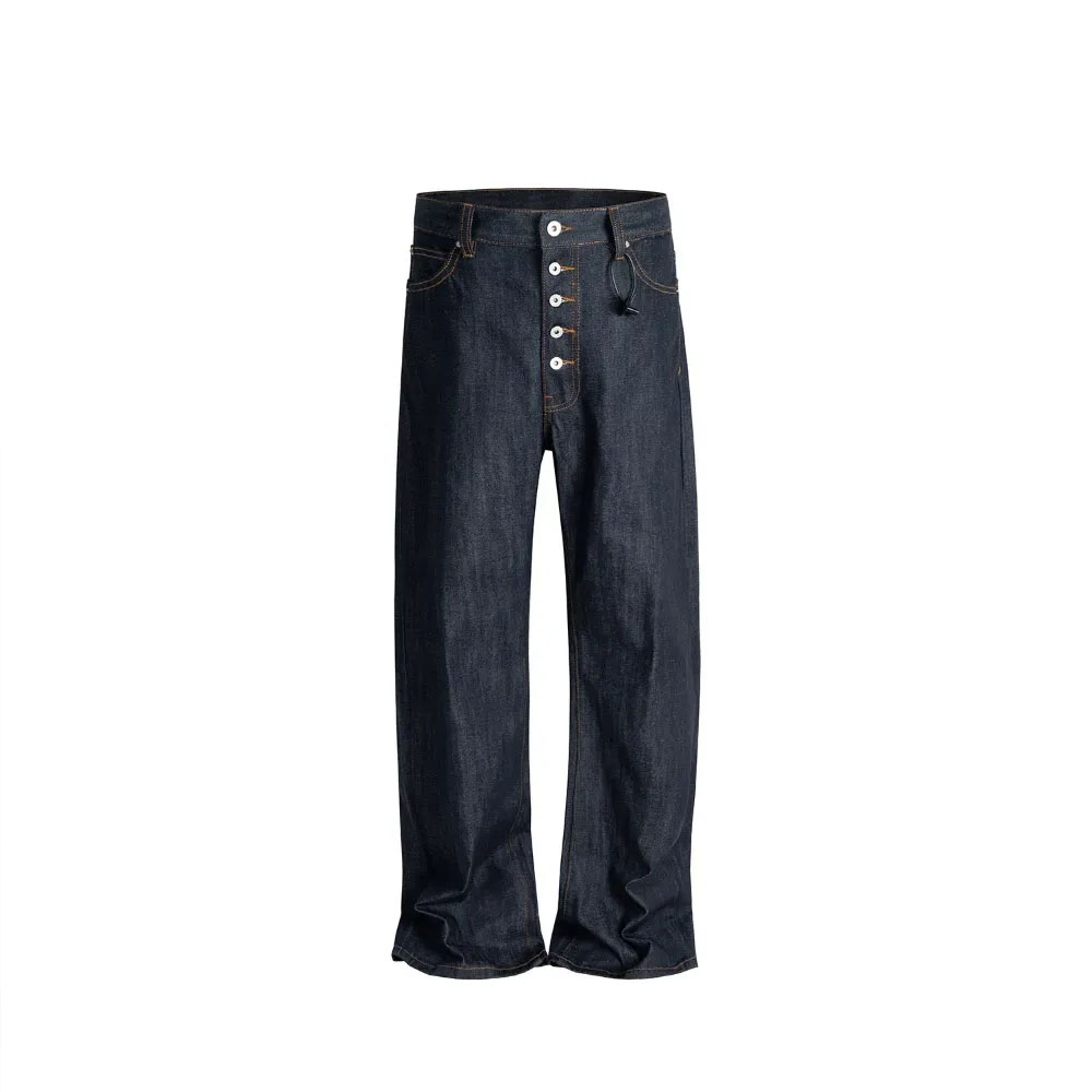 Men Jeans Wide Leg Trousers Straight Button