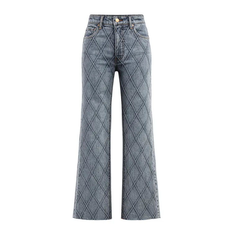 Personalized Small Frame Ladies' Jeans With Checkered Design