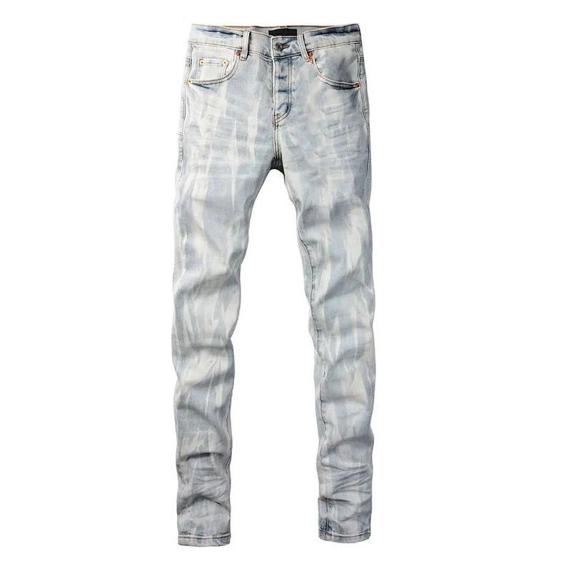 Men's Denim Stacked Skinny Jeans Retro Pant