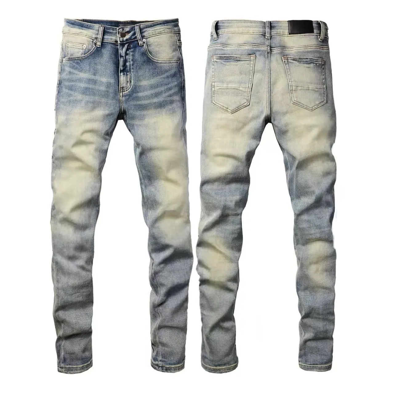 Men Jeans Pants Straight Retro Ripped Jean