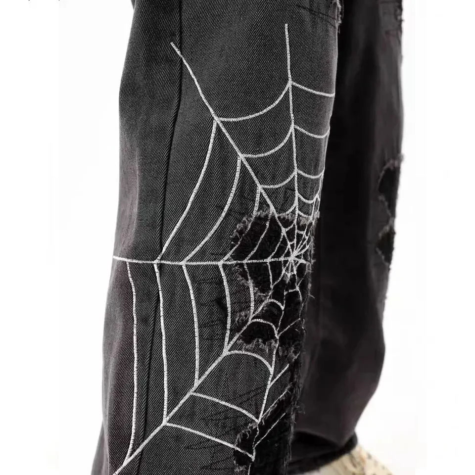 Men Pants Vintage Hip Hop Style Casual Loose Aesthetic Straight Wide Leg Jeans