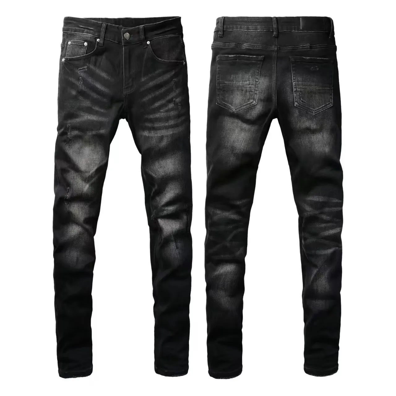 Men Jeans Pants Straight Retro Ripped Jean