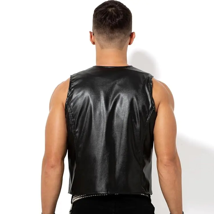 Men's PU Leather Motorcycle Vest Vintage Riding Vest