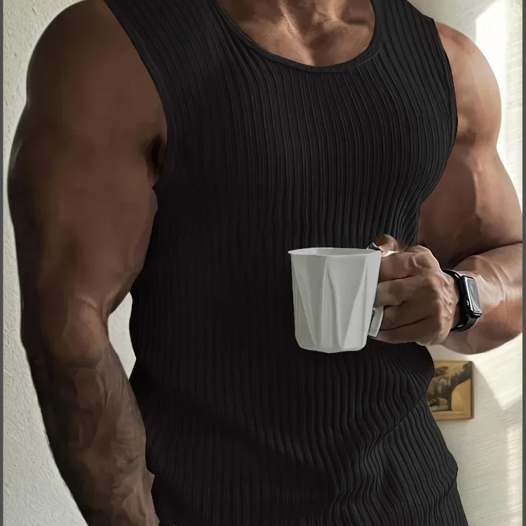 Men's Gym Tank Top Breathable Sleeveless Shirt Sports Solid Color Casual Streetwear