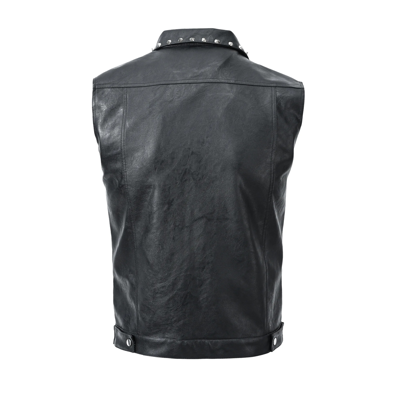 Men's Punk Style Leather Vest Vintage Sleeveless Motorcycle Waistcoat with Rivets Fashion High Street PU Jackets Male