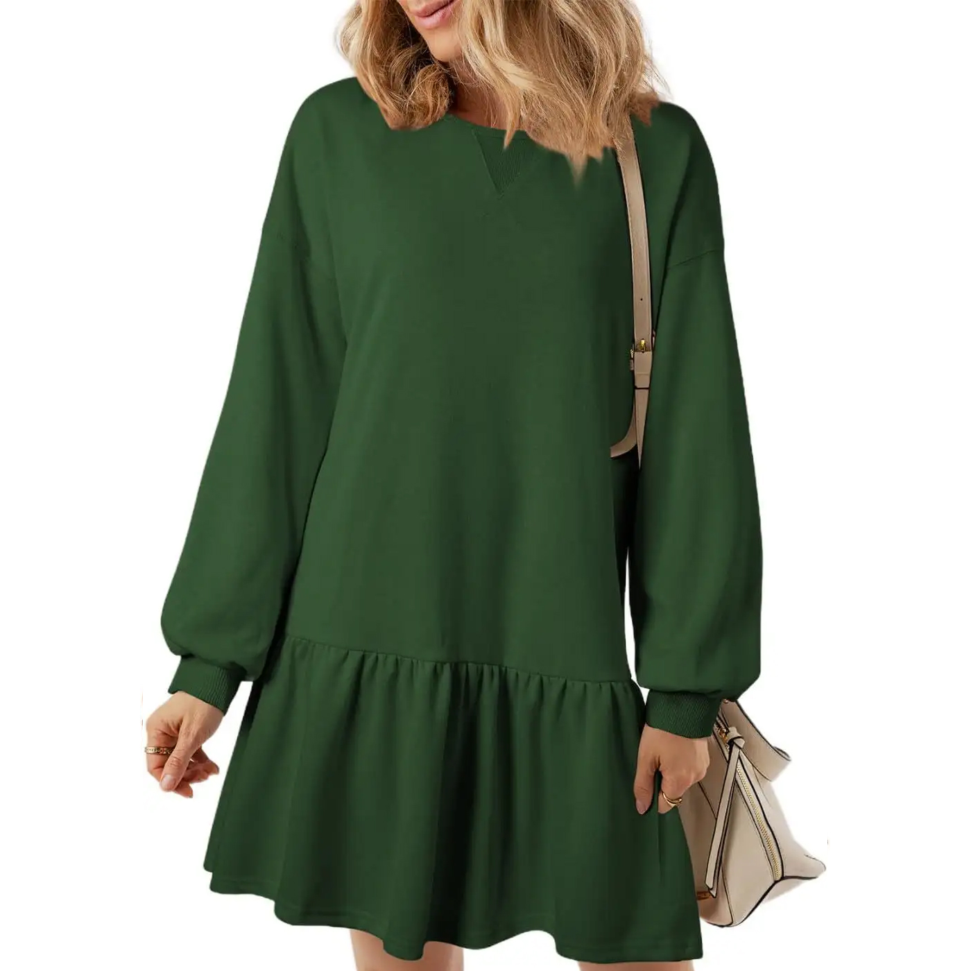 Women's Long Sleeve Pullover Tops Crewneck Sweatshirt Dress Casual Dresses