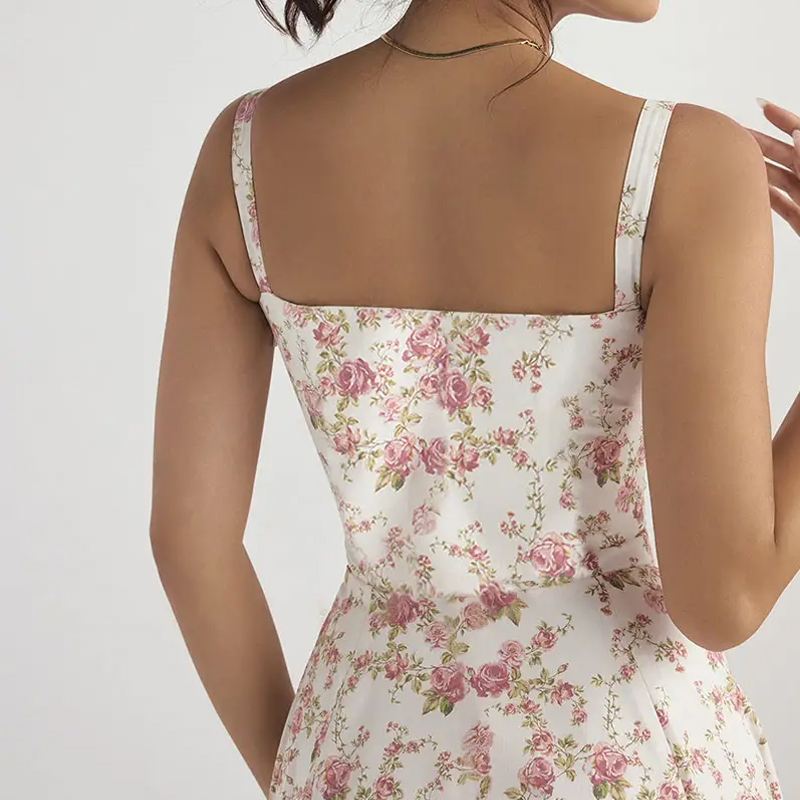 Women's Elegant Floral Beach Vacation Bodycon Long Halter Dress Solid Color Street Style