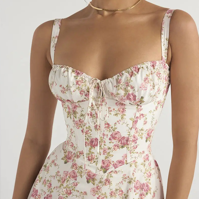 Women's Elegant Floral Beach Vacation Bodycon Long Halter Dress Solid Color Street Style