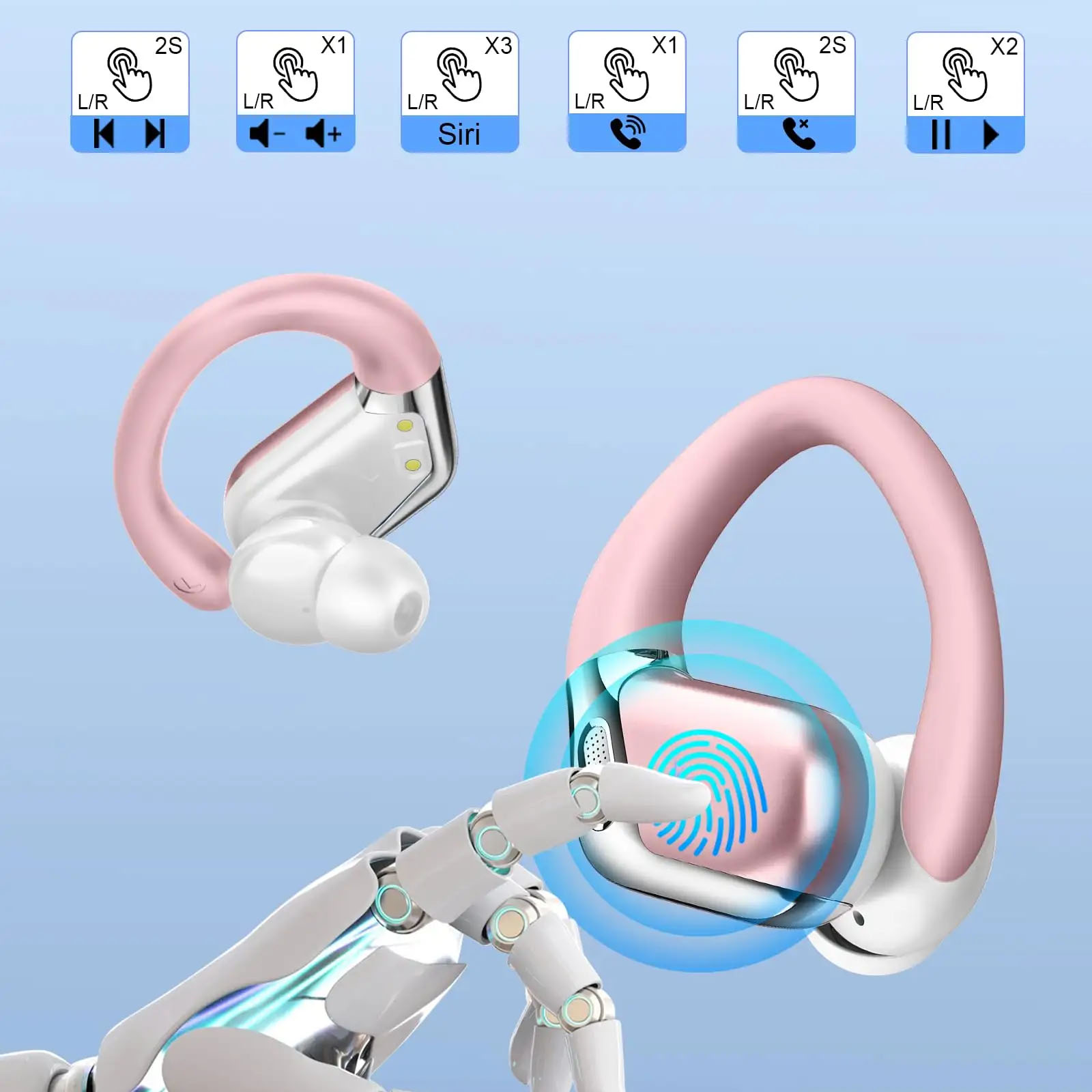 Bluetooth Wireless Earphones Waterproof Sport Earbuds With Mic & Touch Control