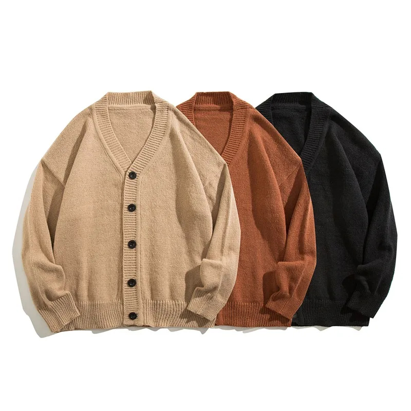 Men's Loose Cardigans Lazy Style Knitted Sweaters Versatile Thread Jackets